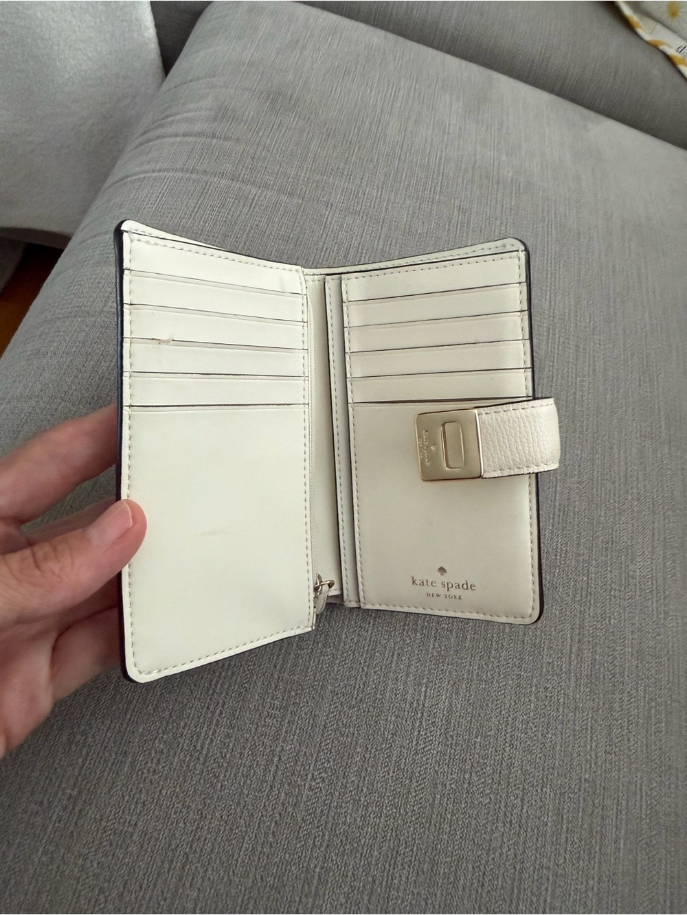 kate spade Cream Leather Floral Appliqué Wallet with Gold Hardware - Picture 10 of 12